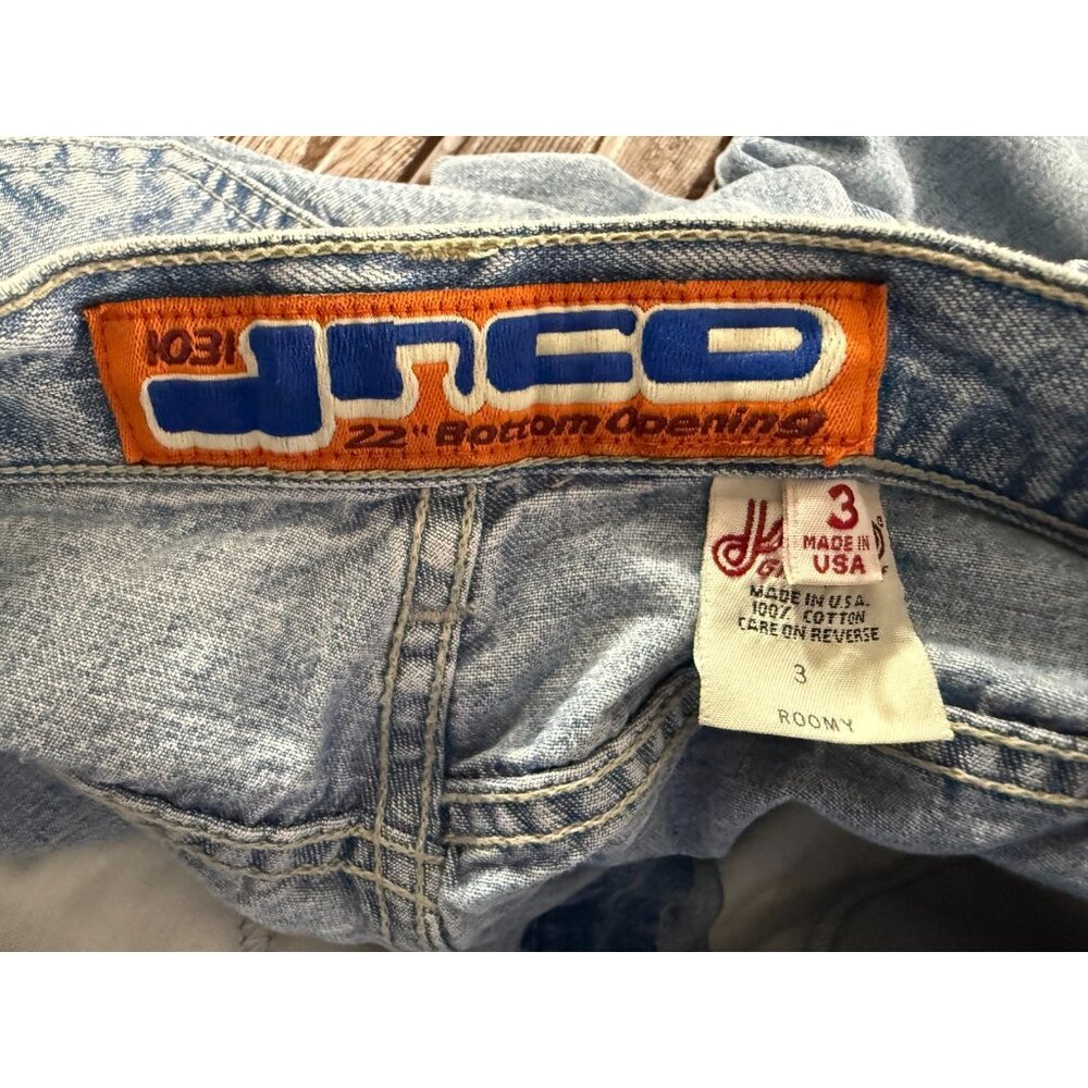 JNCO Girlie Stuff wide leg Jeans Size 3 Waist 26"  Embroidered Logos 90's vintag - Picture 5 of 7